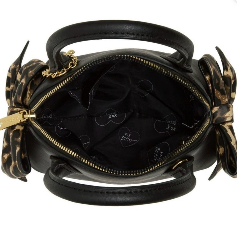 Betsey Johnson Black Satchel with Leopard Details - Picture 4 of 5